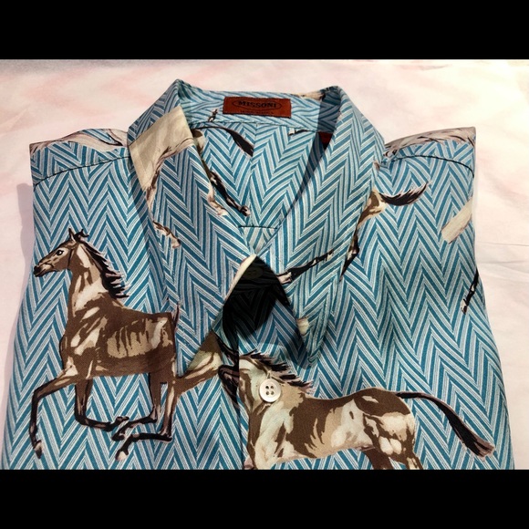 MISSONI SILK “HORSES” shirt size:52 (Large) - Picture 2 of 11